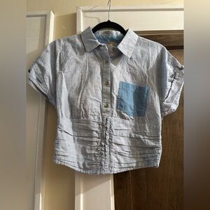 NWT free people- size S - Bridgette smoked corset linen blend top